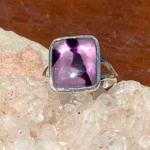 SUPER 23 AMETHYST 925 STERLING SILVER RING, SIZE 7.5